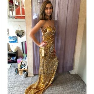 Gold Sequin Prom Dress NEW!
